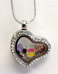 "Love My Cat" Heart Locket Necklace with Charms