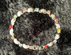 Multi color stone  7” “Heart” Bracelet