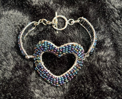 Beaded Large Heart Bracelet with Toggle Clasp