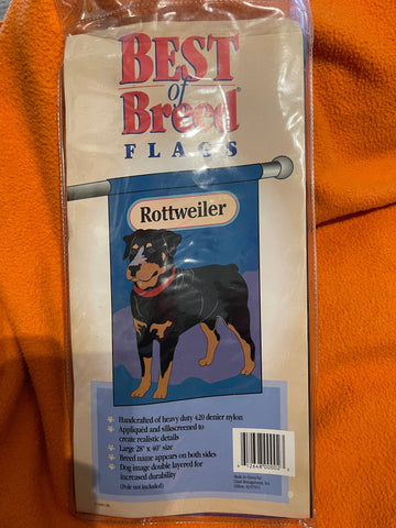 Best of Breed Flag-vertical double sided -28”x40” “Rottweiler”  (pole not included)