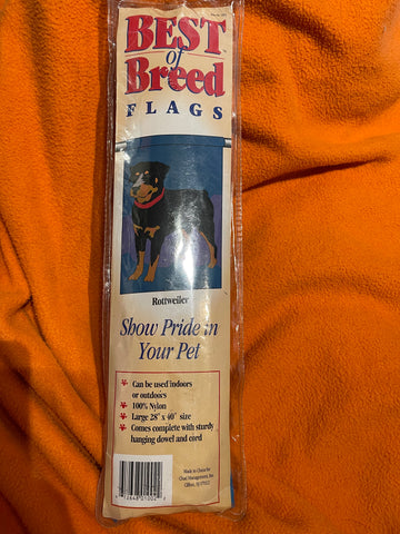 Best of Breed Flag-28”x40” “Rottweiler” (hanging dowel & cord included)