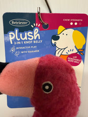 Retriever Plush 2-in-1 Knot Belly Flamingo Dog Toy