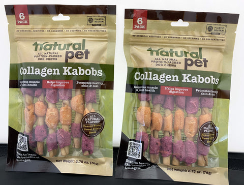 2 Bags of "Natural Pet" Collagen Kabobs for Dogs