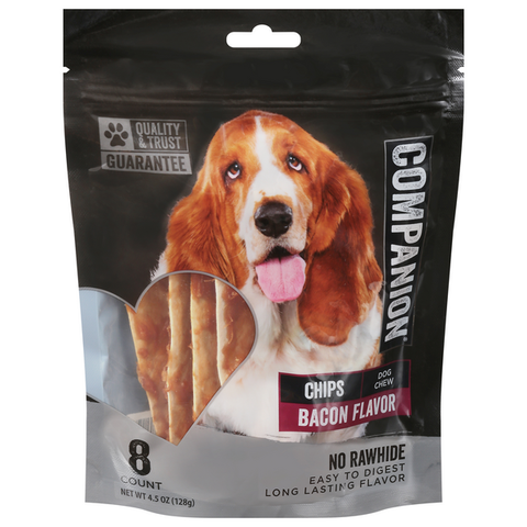 Companion Chips Bacon Flavor Rawhide Free Dog Chews - 8 ct