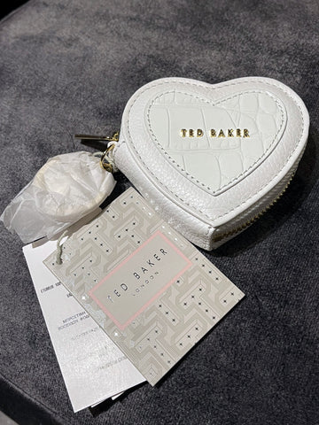 Ted Baker Love Heart Lock Croc Embossed Leather Coin Case