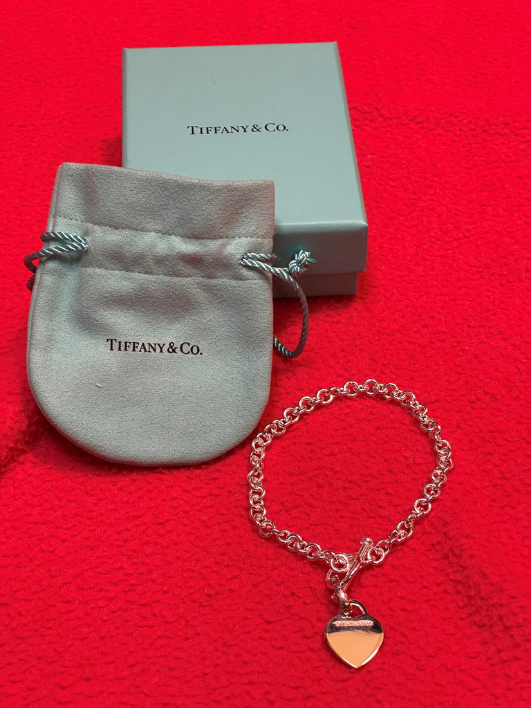 Tiffany Sterling Silver Heart on a Sterling Silver Chain Bracelet