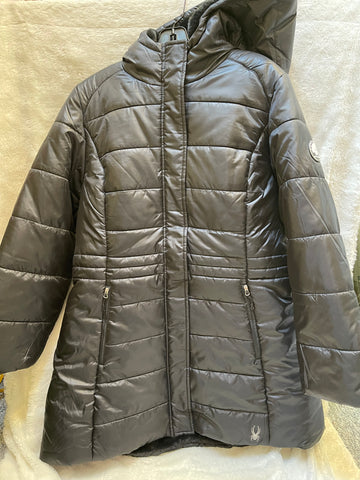 Women’s Black Spyder Faux Fur Lined Hooded Coat (Size Medium or Large)