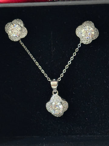 Sterling Silver & Crystal Necklace & Earring Set