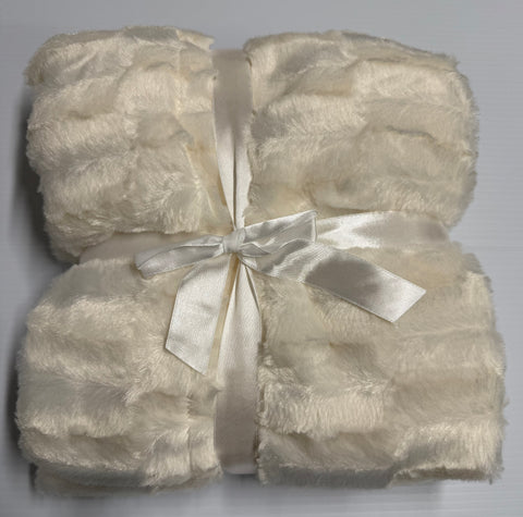 Beige Faux Fur Throw Blanket