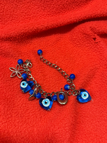 Evil Eye Heart with Charms Bracelet (adjustable)