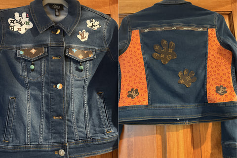 Hand Made (no two alike) Repurposed Designer Denim Jacket (spot clean only) Size Small