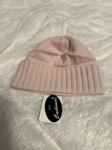 100%Cashmere Pink Beanie