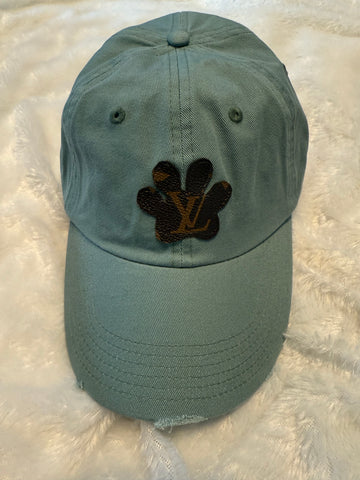 Hand Made Unisex Repurposed Designer Distressed Louis Vuitton Adjustable Cap