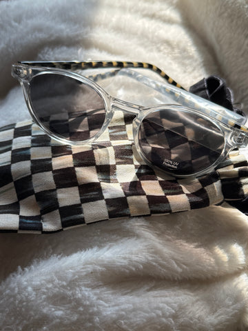 Mackenzie Childs 100% UV Protection Spray Glasses & case