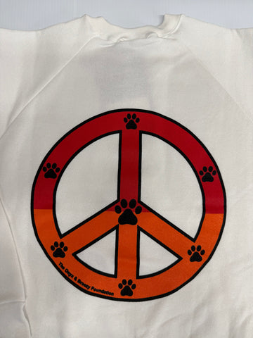 Sweatshirt (White) with Paw Peace Sign Logo on Back