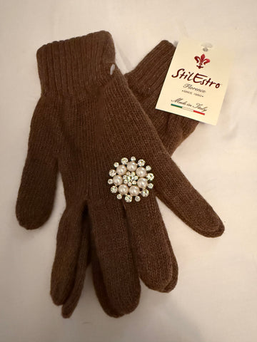 Brown Decorated Gloves-o/s