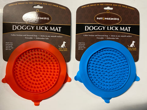 “Ruff & Whiskerz” Doggy Lick Mat (Blue or Red)
