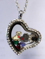 "Love My Dog" Heart Locket Necklace with Charms