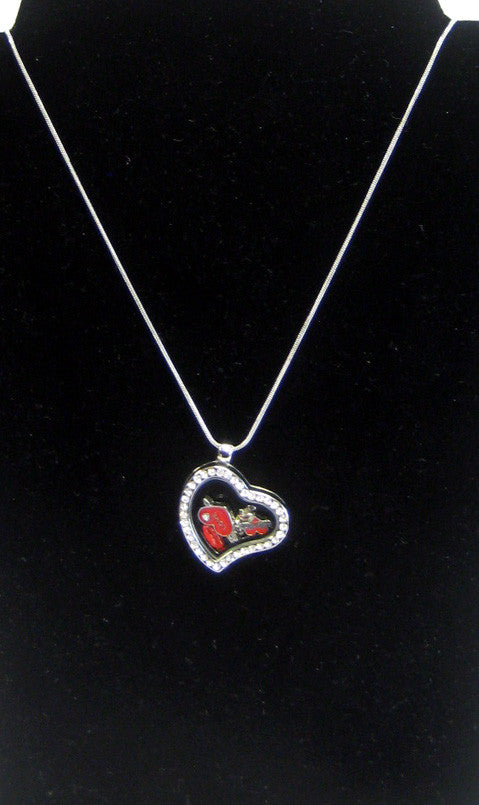 "Love" Heart Locket Necklace with Charms