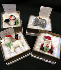 Set of 4 Assorted Glass Christmas Figurines