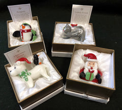 Set of 4 Assorted Glass Christmas Figurines