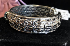 Charles Krypell Sterling Silver Blue Topaz Hinged Bangle Bracelet