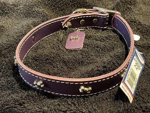 Purple Leather 22” Bone Collar