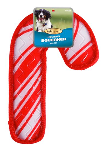 Retriever Holiday Candycane Squeaker Dog Toy