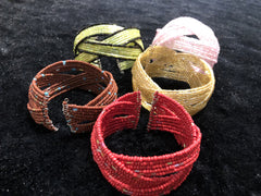 Set of Five Assorted Beaded Cuff Bracelets