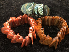 Set of Three Wide Stretch Shell Bracelets