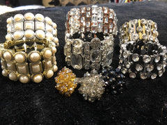 “Bling Time” Set of 6 Plastic Stretch Bracelets (different colors) AND 3 adjustable rings (different colors)