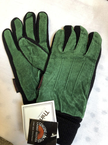 Green Suede Gloves - Size: Large