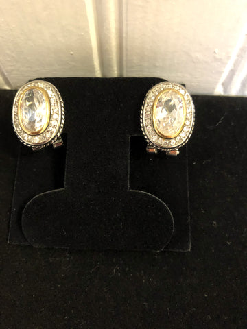 Silver & Gold Tone Crystal Earrings with French backs (50% off)