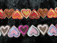 Beaded Heart Bracelet approx 7” (Choice of Pink or Red)
