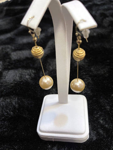 Faux Pearl & Gold Tone Bead Dangling Earring (50% off)