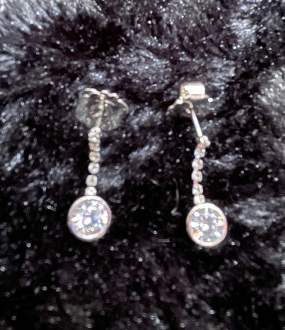 Bezel CZ silver tone Dangling Earring (50% off)