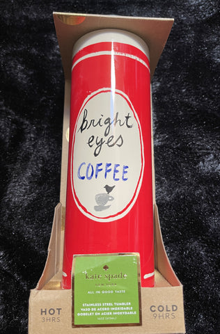 Kate Spade "Bright Eyes" Insulated Hot (3hrs) & Cold (9hrs) 16oz Stainless Steel Coffee Tumbler