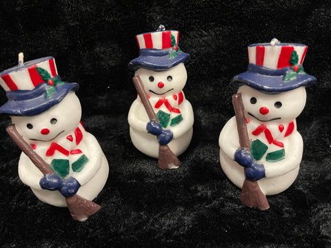 Set of 3 Patriotic Snowmen Candles
