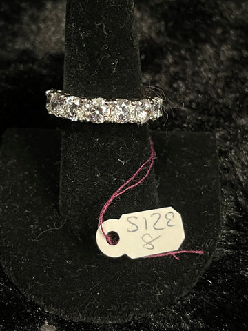 Sterling Silver & CZ 7 Stone Ring size 8