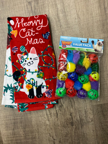 Copy of Set of Two Christmas Cat Towels and Cat Toys