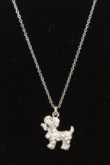 Dog Crystal Necklace in Gold or Silver Tone