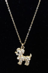 Dog Crystal Necklace in Gold or Silver Tone