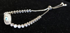 Slider Bracelet - Silver Evil Eye Light Blue