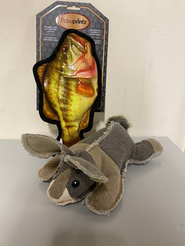 "Critterz" Rabbit Dog Toy & "Pawprintz" Fish Dog Toy